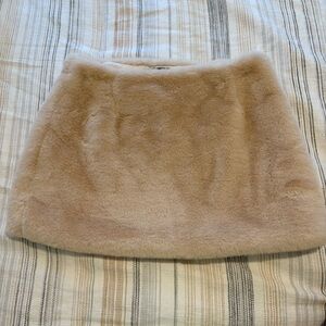 Steve Madden Cream Faux Fur Mini Skirt